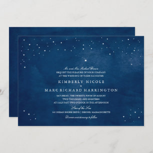 Shooting Star Navy Blue Watercolor Hochzeit Einladung