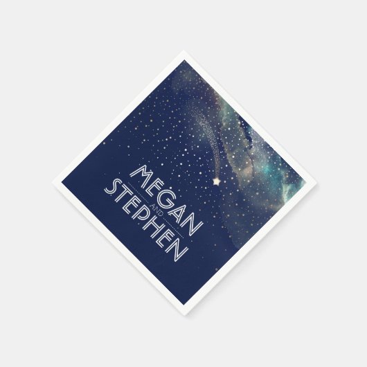 Shooting Star Navy und Gold Night Starry Serviette (Ecke)