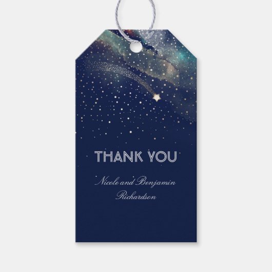 Shooting Star Navy und Gold Night Wedding Geschenkanhänger (Vorderseite)