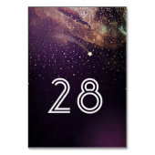 Shooting Star Plum Lila Starry Night Wedding Tischnummer (Vorderseite)