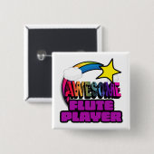 Shooting Star Rainbow Phantastisch Flute Player Button (Vorne & Hinten)