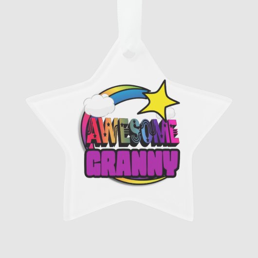 Shooting Star Rainbow Phantastisch Granny Ornament (Vorderseite)