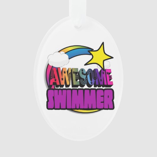 Shooting Star Rainbow Phantastisch Swimmer Ornament (Vorderseite)