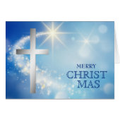 Shooting Star Silver Cross Weihnachtskarte (Vorderseite (Horizontal))