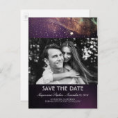 Shooting Star Starry Night Foto Save the Date Ankündigungspostkarte (Vorne/Hinten)