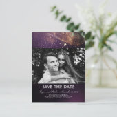 Shooting Star Starry Night Foto Save the Date Ankündigungspostkarte (Stehend Vorderseite)