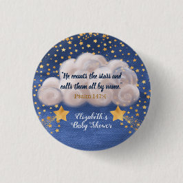 Shooting Star Twin Religious Baby Shower Button
