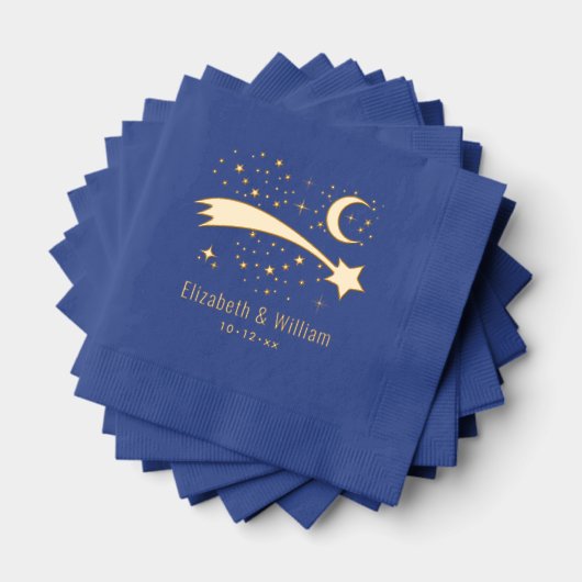 Shooting Star Wish Lucky Stars Moon Couple Wedding Servietten Mit Folie (Insitu (Gestapelt))