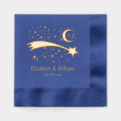 Shooting Star Wish Lucky Stars Moon Couple Wedding Servietten Mit Folie (Vorderseite)