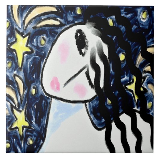 Shooting Stars Abstrakte digitale Malerei Fliese (Vorderseite)