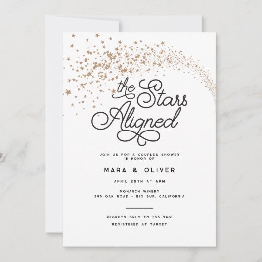 Shooting Stars Aligned Couples Bridal Shower Einladung (Vorderseite)