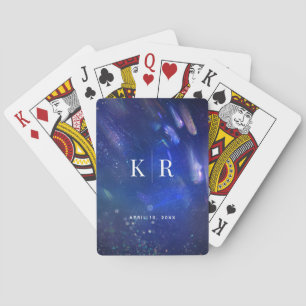 Shooting Stars Celestial Galaxy Monogram Wedding Spielkarten