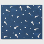 Shooting Stars Navy Blue Watercolor Geschenkpapier (Flach)