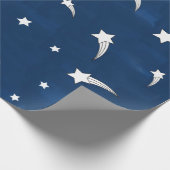 Shooting Stars Navy Blue Watercolor Geschenkpapier (Ecke)
