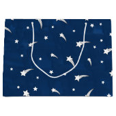 Shooting Stars Navy Blue Watercolor Große Geschenktüte (Vorderseite)