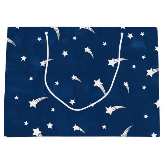 Shooting Stars Navy Blue Watercolor Große Geschenktüte (Vorderseite)