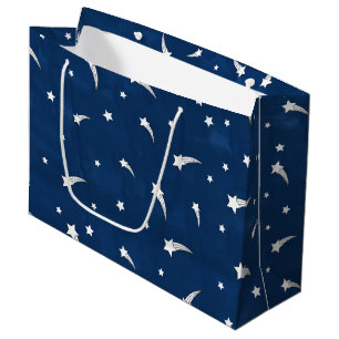 Shooting Stars Navy Blue Watercolor Große Geschenktüte