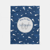 Shooting Stars Navy Blue Watercolor Monogram Fleecedecke (Vorderseite)