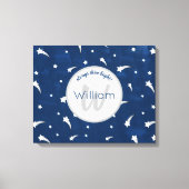 Shooting Stars Navy Blue Watercolor Monogram Leinwanddruck (Vorderseite)