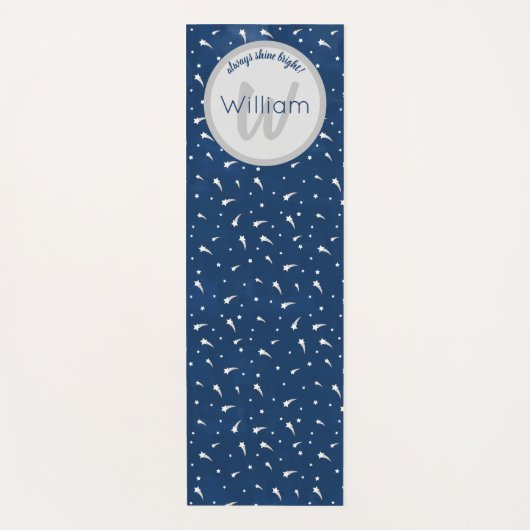 Shooting Stars Navy Blue Watercolor Monogram Yogamatte (Vorderseite)