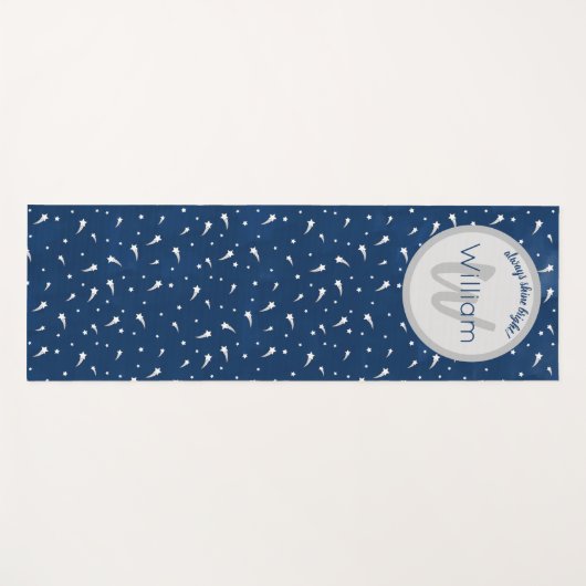 Shooting Stars Navy Blue Watercolor Monogram Yogamatte (Vorderseite (Horizontal))
