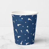 Shooting Stars Navy Blue Watercolor Pappbecher (Rückseite)