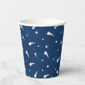 Shooting Stars Navy Blue Watercolor Pappbecher (Vorderseite)