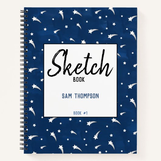 Shooting Stars Navy Blue Watercolor Sketchbook Notizblock (Vorderseite)