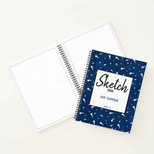 Shooting Stars Navy Blue Watercolor Sketchbook Notizblock (Innenseite)
