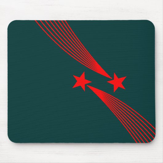 Shooting Stars - Rot auf Dunkelgrün 003333 Mousepad (Vorne)