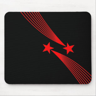 Shooting Stars - Rot auf Schwarz Mousepad