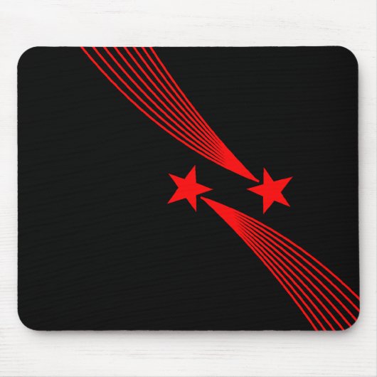 Shooting Stars - Rot auf Schwarz Mousepad (Vorne)