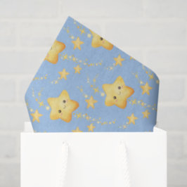 Shooting Stars Soft Blue Sky Whimsical Baby Shower Seidenpapier