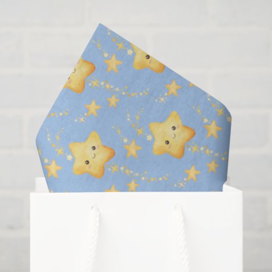 Shooting Stars Soft Blue Sky Whimsical Baby Shower Seidenpapier (Geschenktüte)
