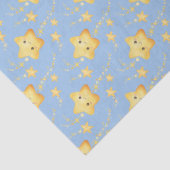 Shooting Stars Soft Blue Sky Whimsical Baby Shower Seidenpapier (Detail)