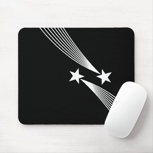 Shooting Stars - Weiß auf Schwarz Mousepad (Mit Mouse)