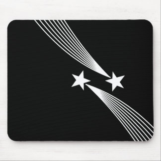 Shooting Stars - Weiß auf Schwarz Mousepad