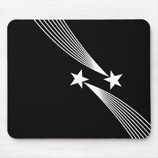Shooting Stars - Weiß auf Schwarz Mousepad (Vorne)
