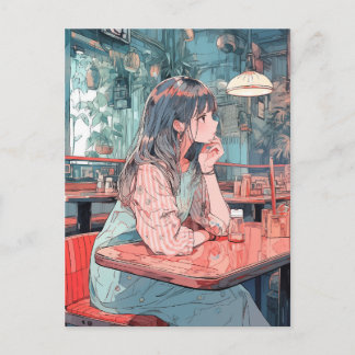 【SHOP限定イラスト】カフェで待ち合わせ|寿司娘GenerativeAI Postkarte
