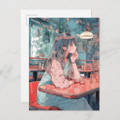 【SHOP限定イラスト】カフェで待ち合わせ｜寿司娘GenerativeAI Postkarte (Vorne/Hinten)