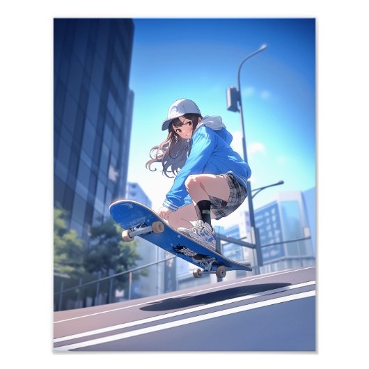 【SHOP限定イラスト】スケボーJKポスター Poster|寿司娘 GenerativeAI Fotodruck (Vorne)
