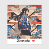 【SHOP限定イラスト】和柄JKシール 寿司娘 GenerativeAI Aufkleber (Blatt)