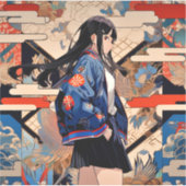 【SHOP限定イラスト】和柄JKシール 寿司娘 GenerativeAI Aufkleber (Vorderseite)