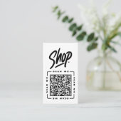 Shop | Anpassbare QR-Code- und Logo-Vorlage Schwar Visitenkarte (Stehend Vorderseite)