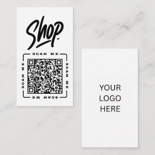Shop Anpassbare QR-Code- und Logo-Vorlage Schwar Visitenkarte