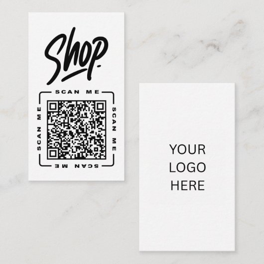 Shop | Anpassbare QR-Code- und Logo-Vorlage Schwar Visitenkarte (Vorne/Hinten)