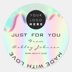 Shop-Logo-Holographi aus Liebe-Tropfen Runder Aufkleber