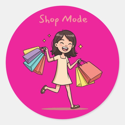 Shop-Modus Shoppingliebhaber Runder Aufkleber (Vorderseite)