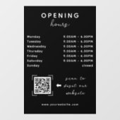 Shop Open Timing QR Code Sleek Black Fensteraufkleber (Blatt)