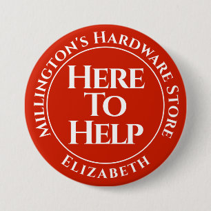 Shop Staff Here to Help Button Badge